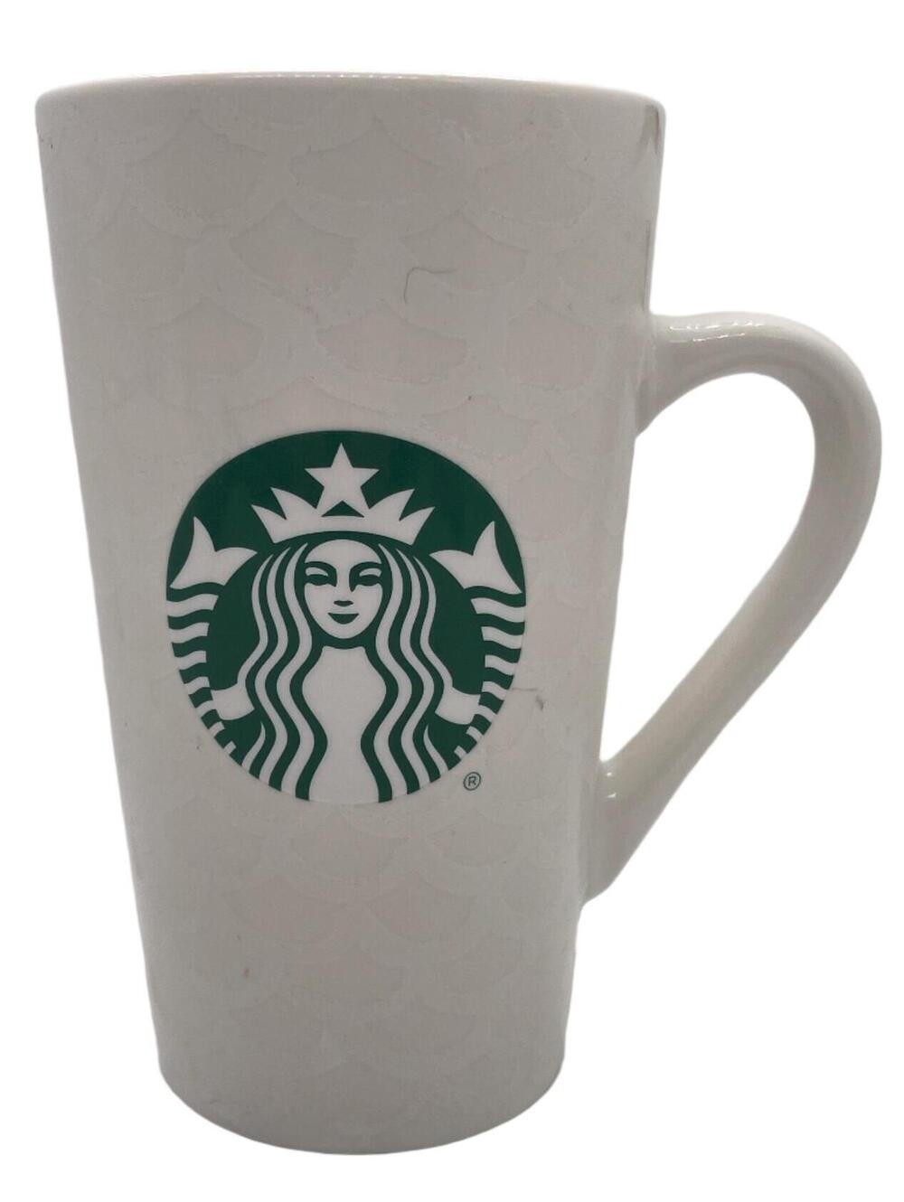 2020 Starbucks White Ceramic Coffee Mug with Green Logo 16 oz Lt Scuffing